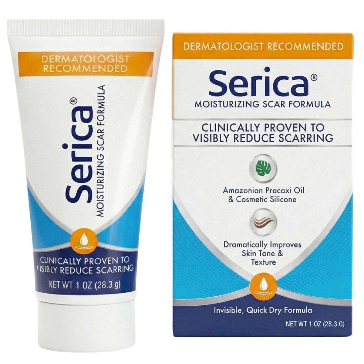 Serica Scar Gel Silicone Formula, a premium imported solution clinically proven to visibly reduce scarring. Available at Curat Cart.