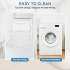 SetSail bath pillow displayed in a clean bathroom setting, showcasing easy-care features and drying options.