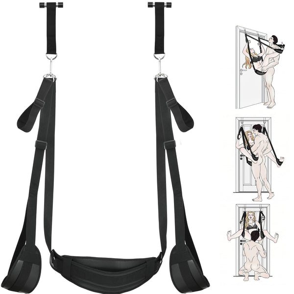 Sex Toys Sex Swing BDSM Bondage Slave Leather Soft Plush Sex Slings with Adjustable Straps, Hanging Door Handcuffs Leg Restraints Spreader Adult Toys for Couple