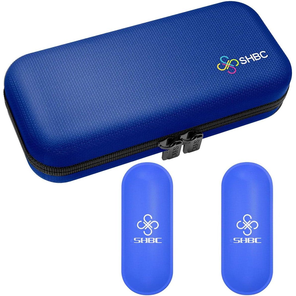 100% genuine blue insulin cooler travel case with dual inner compartments for secure storage and travel convenience.