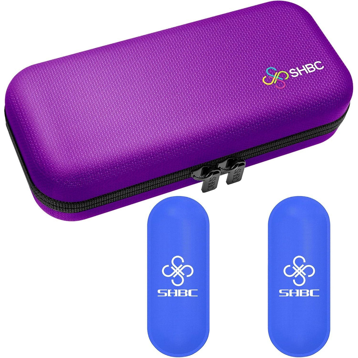 Stylish purple insulin cooler case, includes two blue containers. Order online now, available in India.
