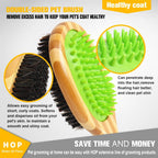 Double-sided short hair dog brush in official packaging from Curat Cart, designed for easy grooming and a shiny coat.
