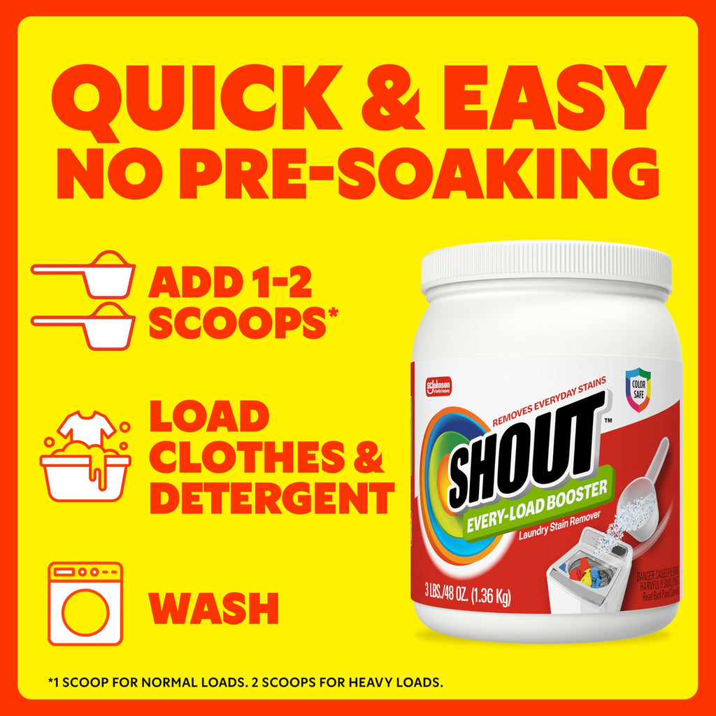 Shout In-Wash Stain Remover, 100% Authentic, available in India at Curat Cart. Quick and easy stain removal for every load.