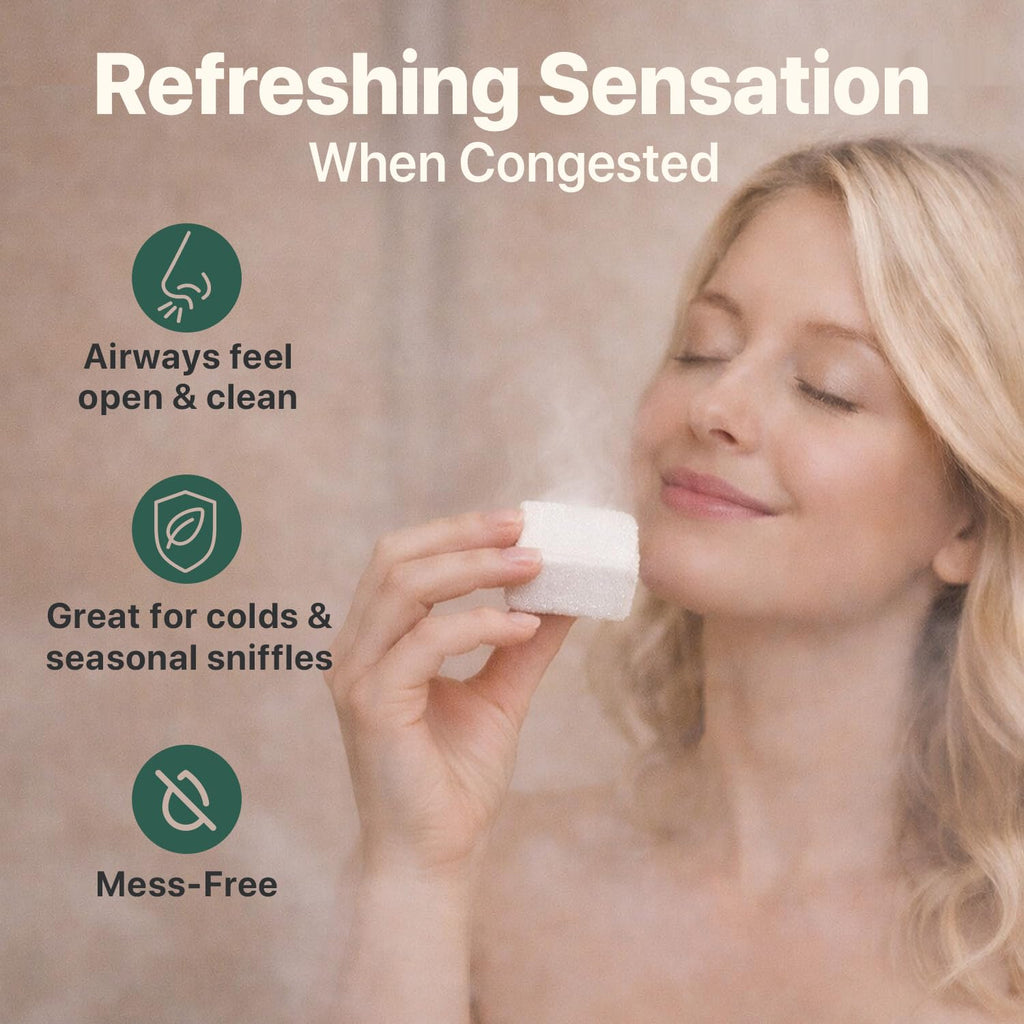 Experience refreshing aromatherapy with USA made shower steamers. Ideal for relieving congestion and enhancing relaxation.