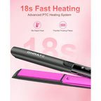 SHRATE 2-inch Flat Iron features fast heating in 18 seconds, advanced PTC system, and flexible floating plates for smooth styling.