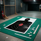 Silhouette Paper Shooting Target on green mat, 100% Authentic, available at Curat Cart in India for precision training.