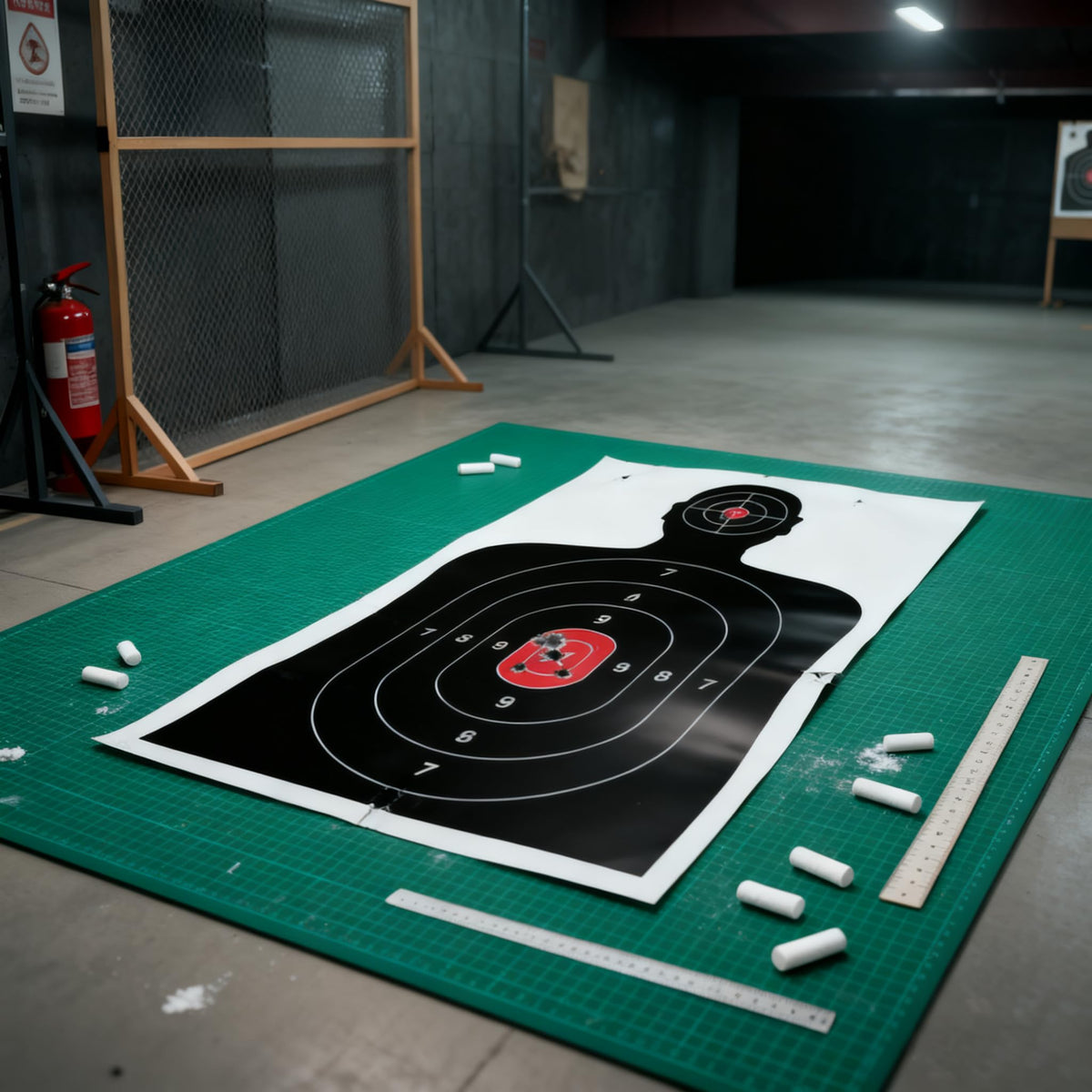 Silhouette Paper Shooting Target on green mat, 100% Authentic, available at Curat Cart in India for precision training.