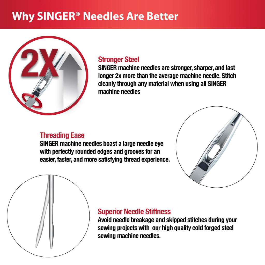 SINGER Titanium Ball Point Needles offer durability and precision for seamless sewing. Perfect for daily use, available at Curat Cart.