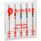 Discover SINGER Titanium Ball Point Needles, specially curated by Curat Cart for precision sewing in India. Perfect for your crafting needs.