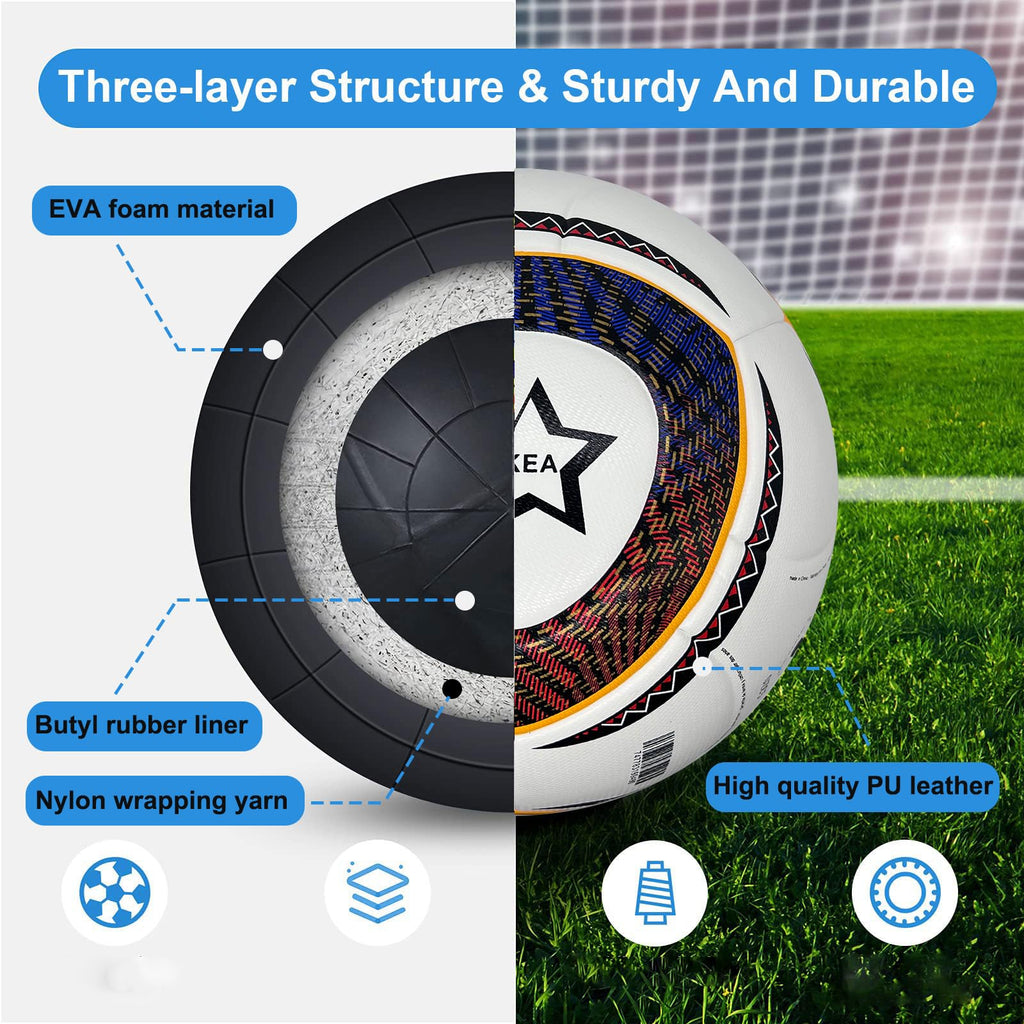 Waterproof PU leather soccer ball with three-layer structure, 100% Authentic, available at Curat Cart in India.