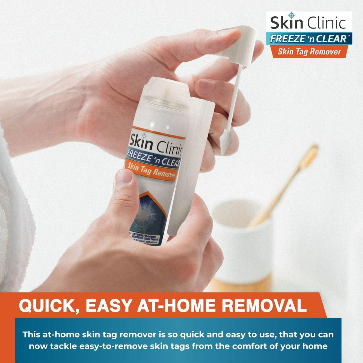 Tackle skin tags with Skin Clinic Skin Tag Remover, specially curated by Curat Cart for quick, easy at-home removal.