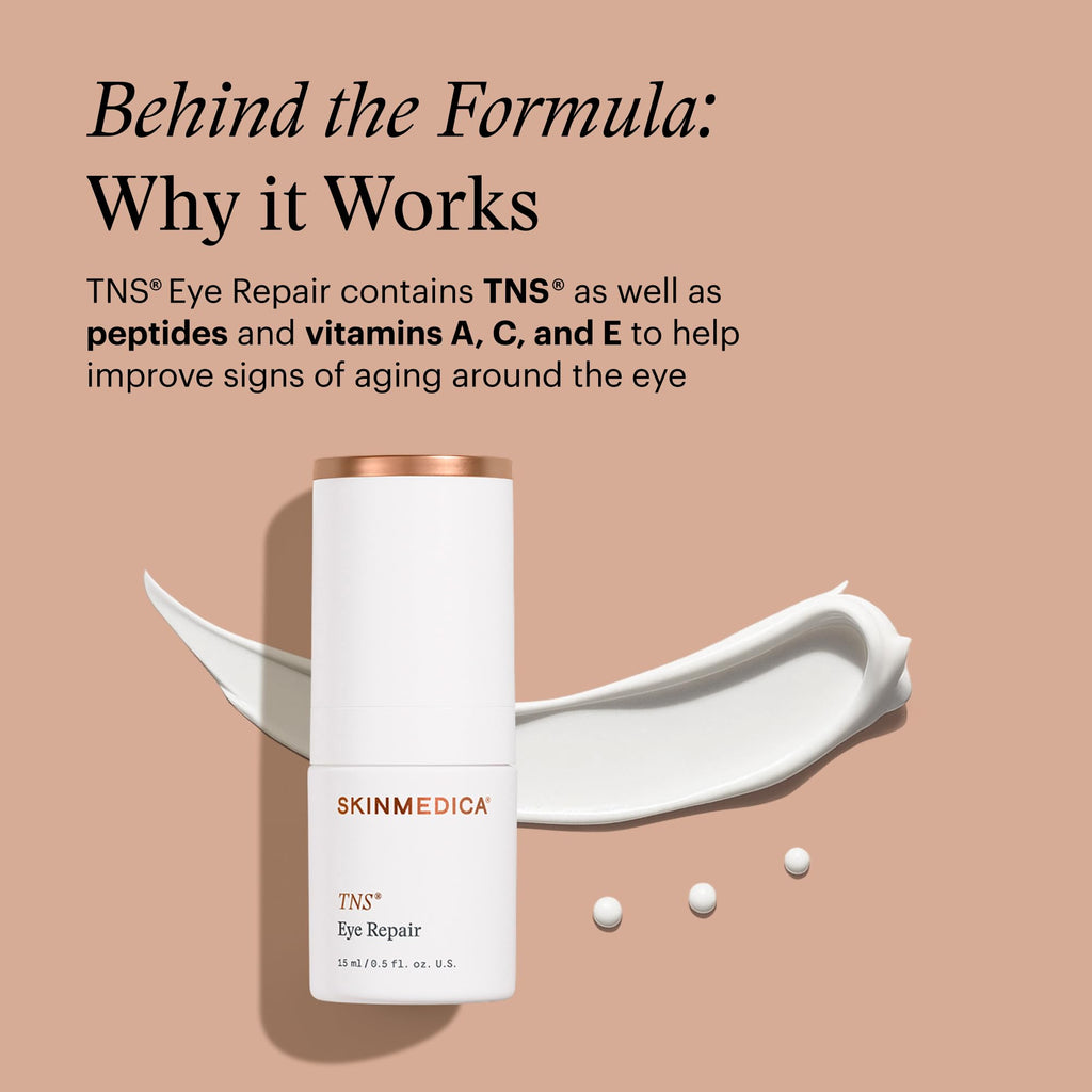 Discover SkinMedica TNS Eye Repair, designed to enhance your skincare routine and combat signs of aging around the eye. Available at Curat Cart.