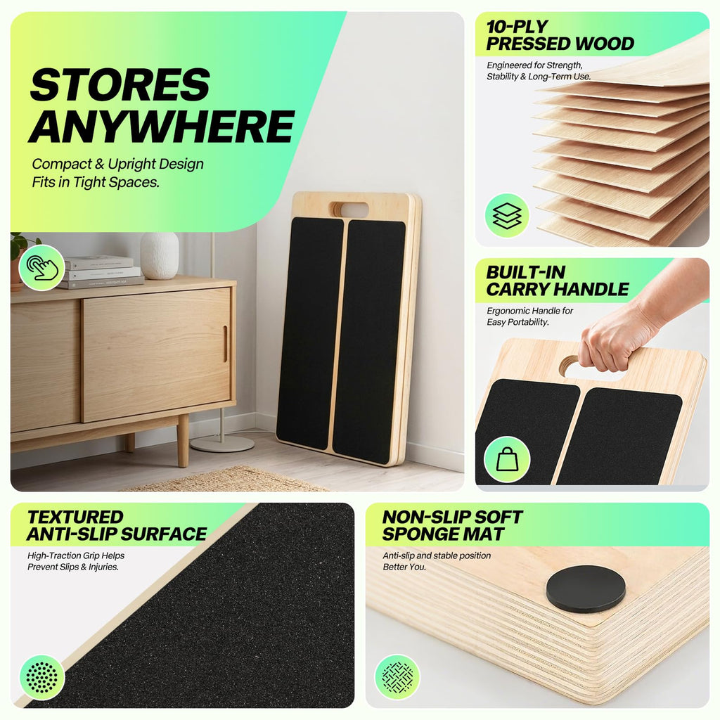 Discover the Adjustable Calf Stretch Board, specially curated by Curat Cart for optimal calf stretching and stability. Perfect for tight spaces.