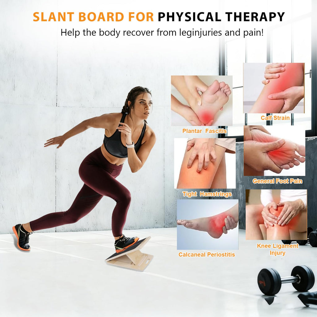 Adjustable Wooden Slant Board enhances physical therapy recovery for pain relief. Perfect for daily use. Available at Curat Cart.