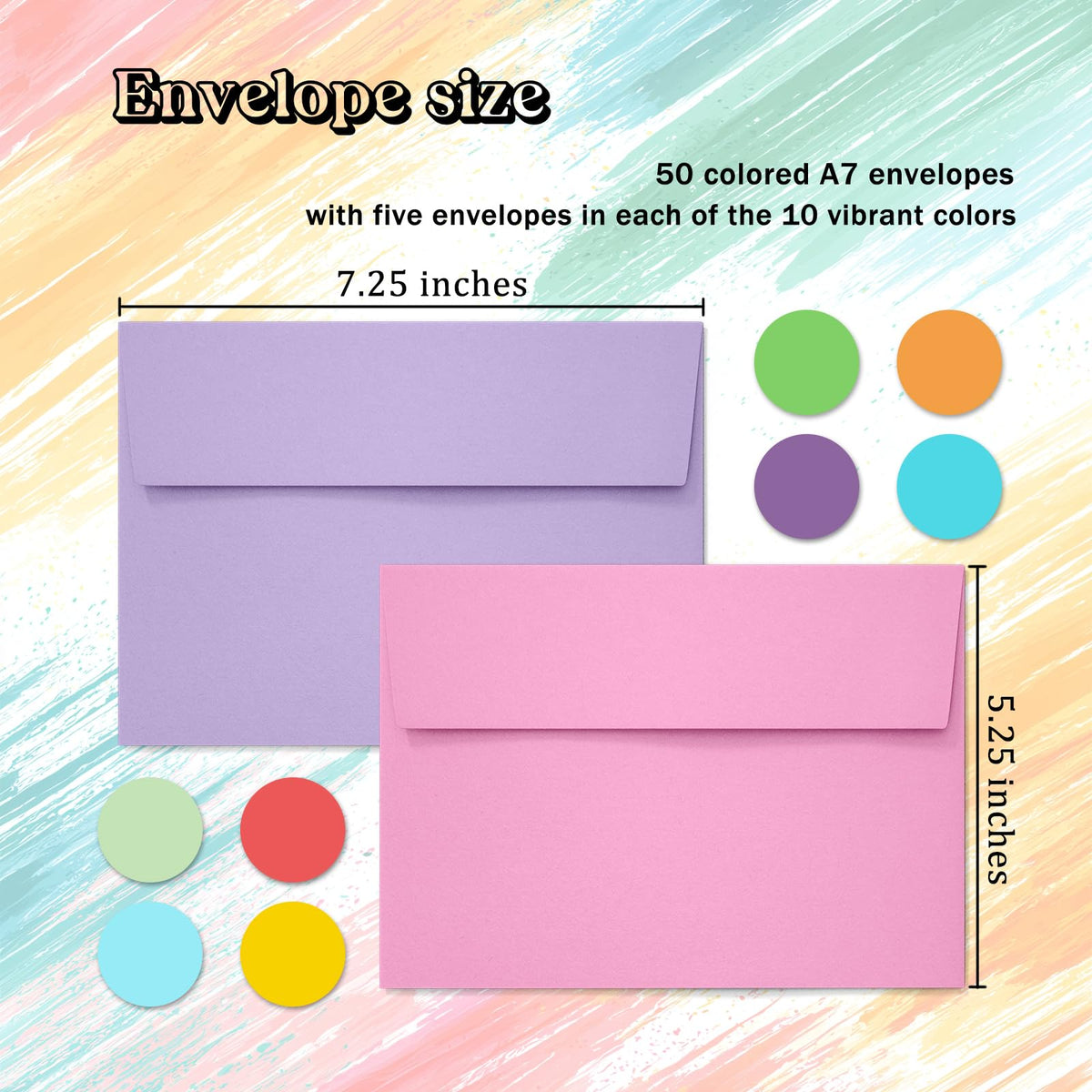 Slapaflife Colored Self-Seal Envelopes include 50 vibrant A7 envelopes, available at Curat Cart, 100% authentic in India.