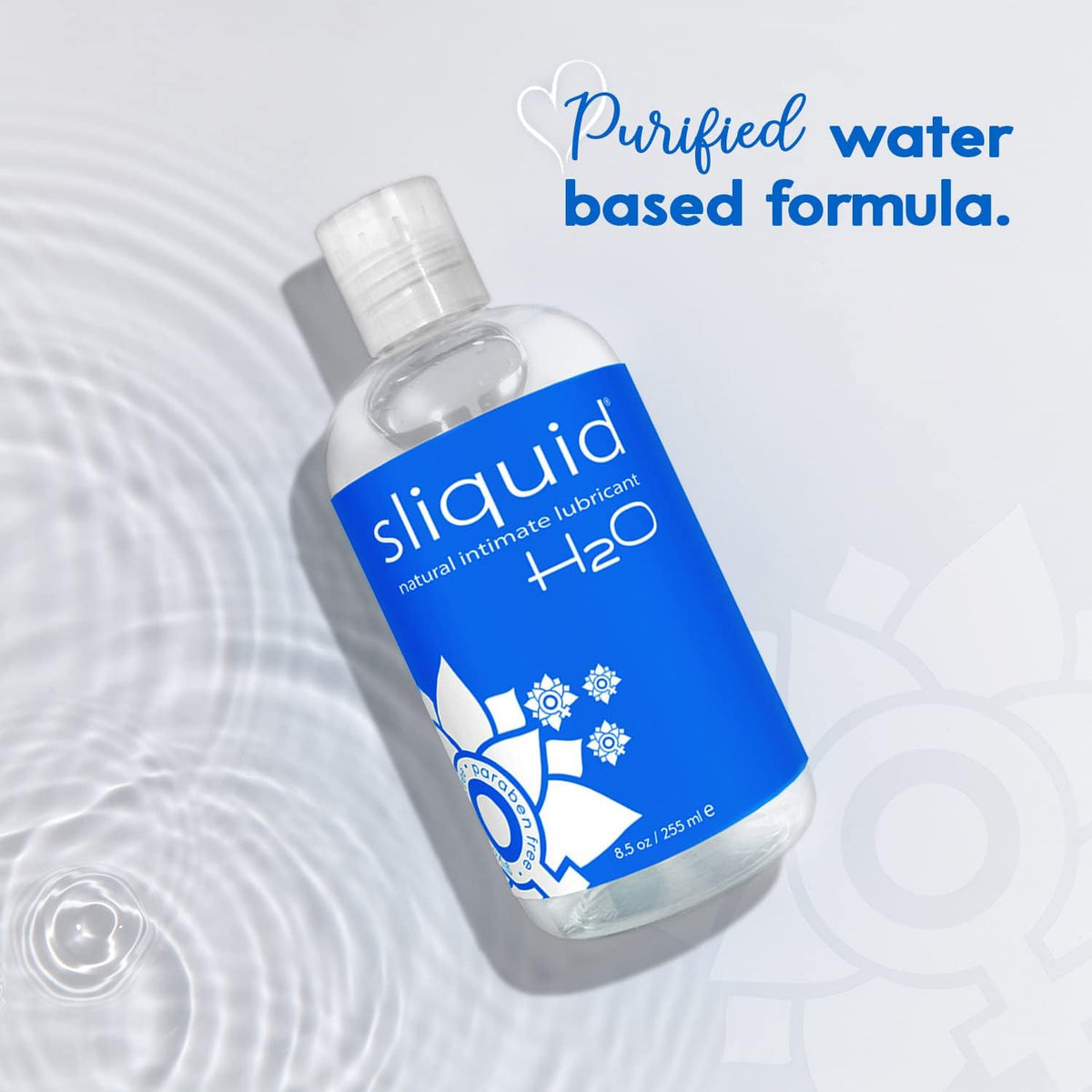 Discover Sliquid H2O, a natural water-based lubricant in stylish packaging, perfect for enhancing intimacy.
