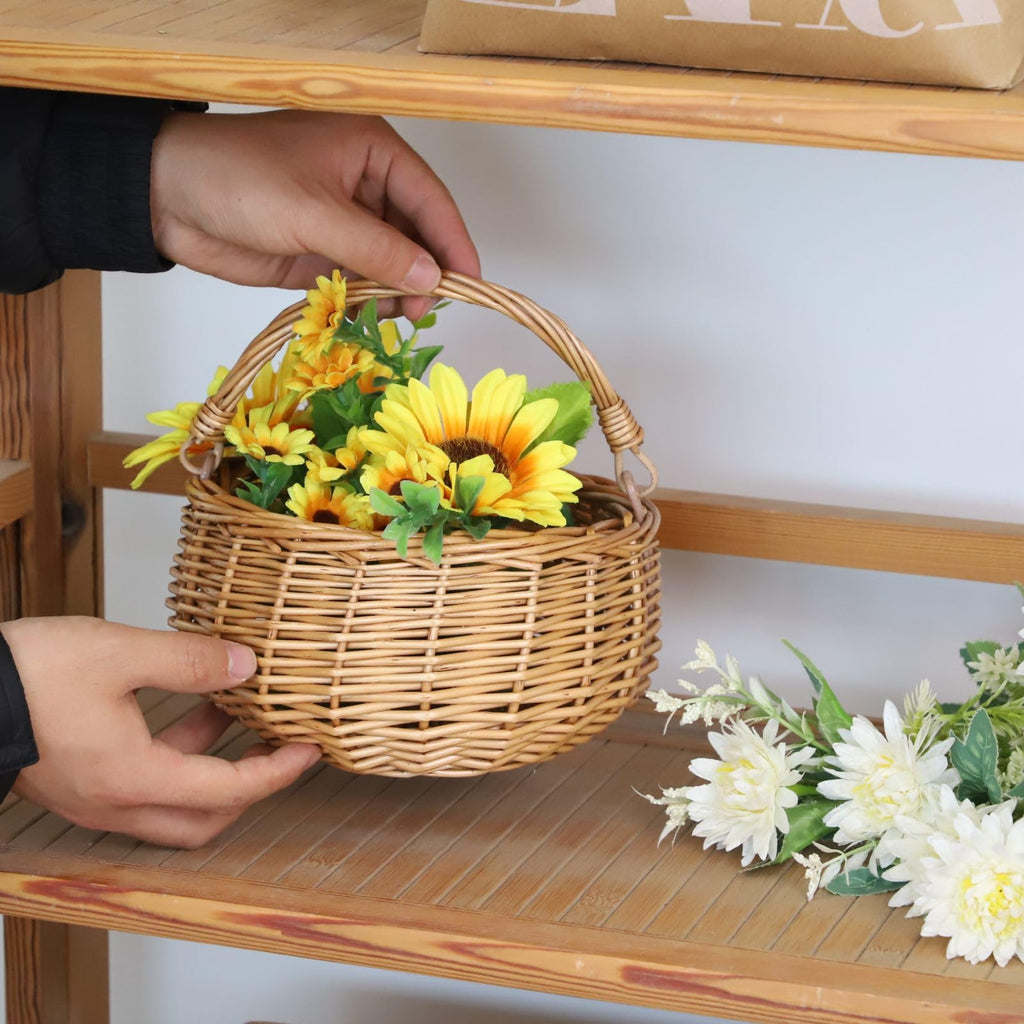Charming wicker picnic basket with handle, ideal for outings and gatherings. Perfect for daily use. Available at Curat Cart.