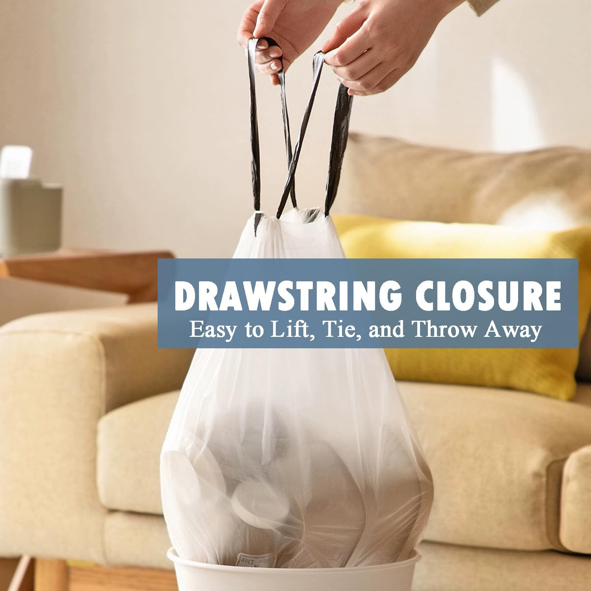 Small trash bags with drawstring closure for easy disposal, available in India. Trust Curat Cart for 100% authentic products.