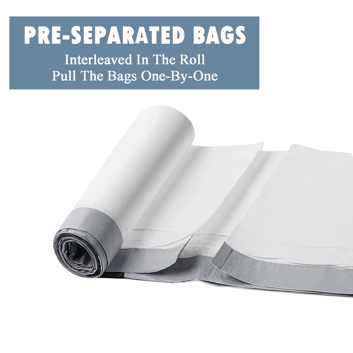 Premium drawstring trash bags in official packaging, interleaved for easy access, available at Curat Cart.
