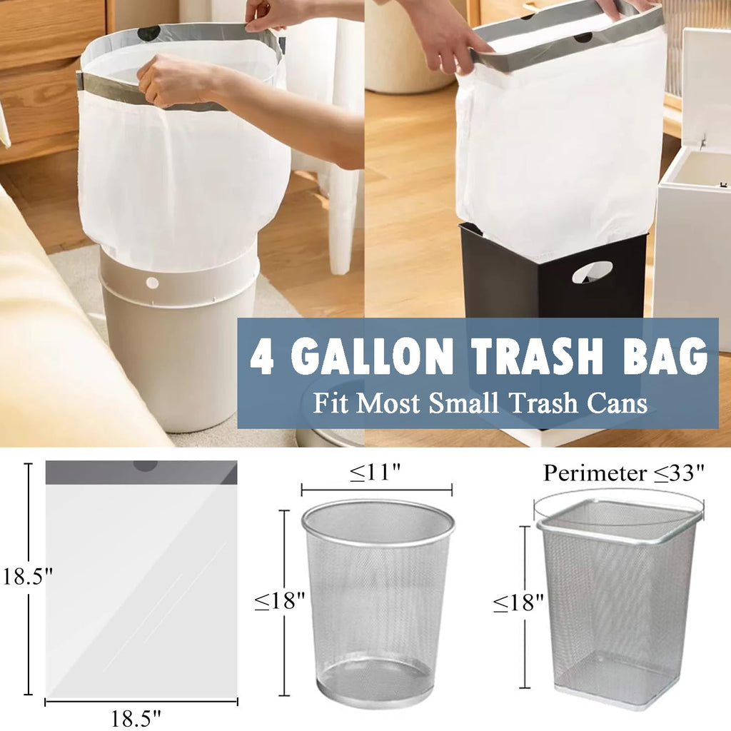 Discover small trash bags with drawstring, specially curated by Curat Cart, perfect for 4-gallon trash bins. Durable and convenient.