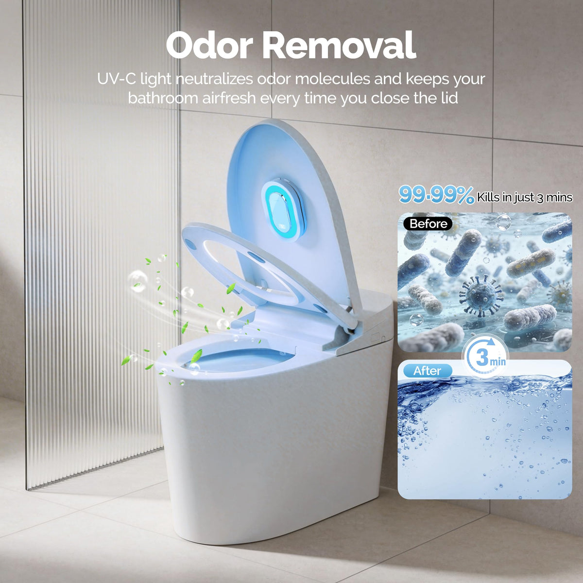 Experience the Smart Toilet Sanitizing System for 99.99% odor removal. 100% Authentic, available at Curat Cart in India.