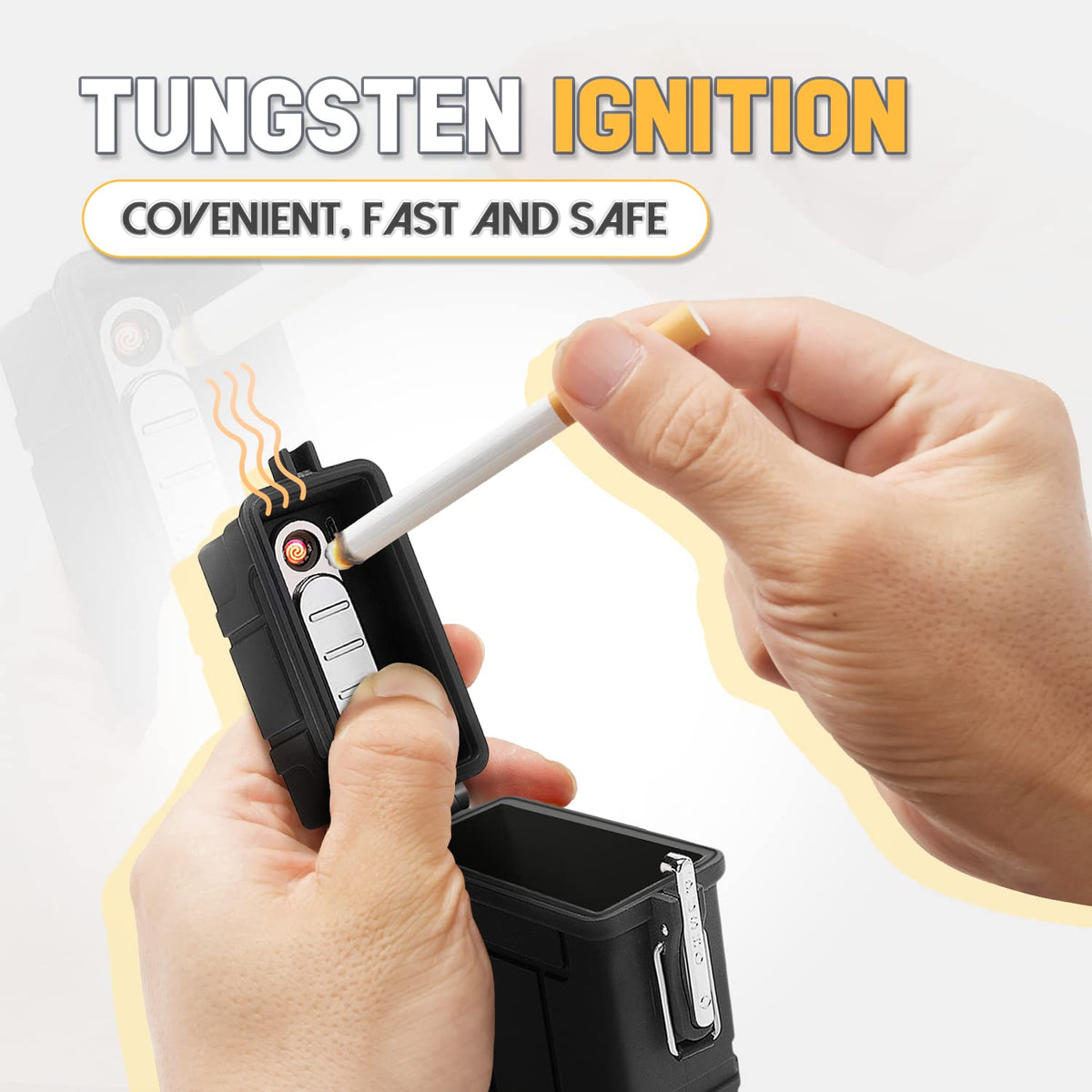 Premium imported SOMGEM cigarette case with fast tungsten ignition, offering convenient and safe lighting for smokers.