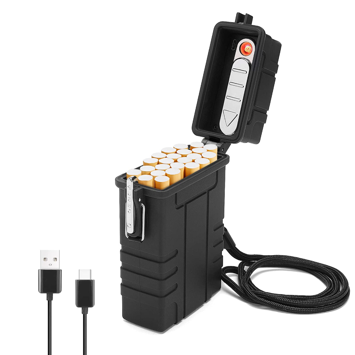 Discover the SOMGEM Cigarette Case with Lighter, featuring a sleek design and USB charging. 100% authentic and stylish.