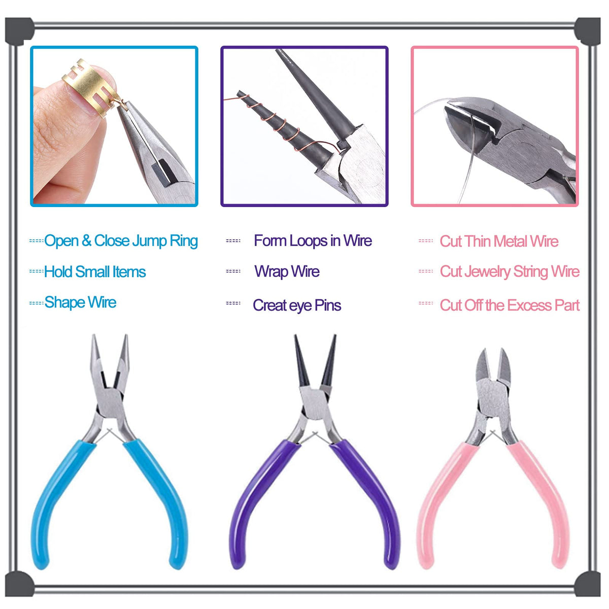 SONGIN Jewelry Pliers Set features essential tools for DIY jewelry making, 100% Authentic and available in India at Curat Cart.