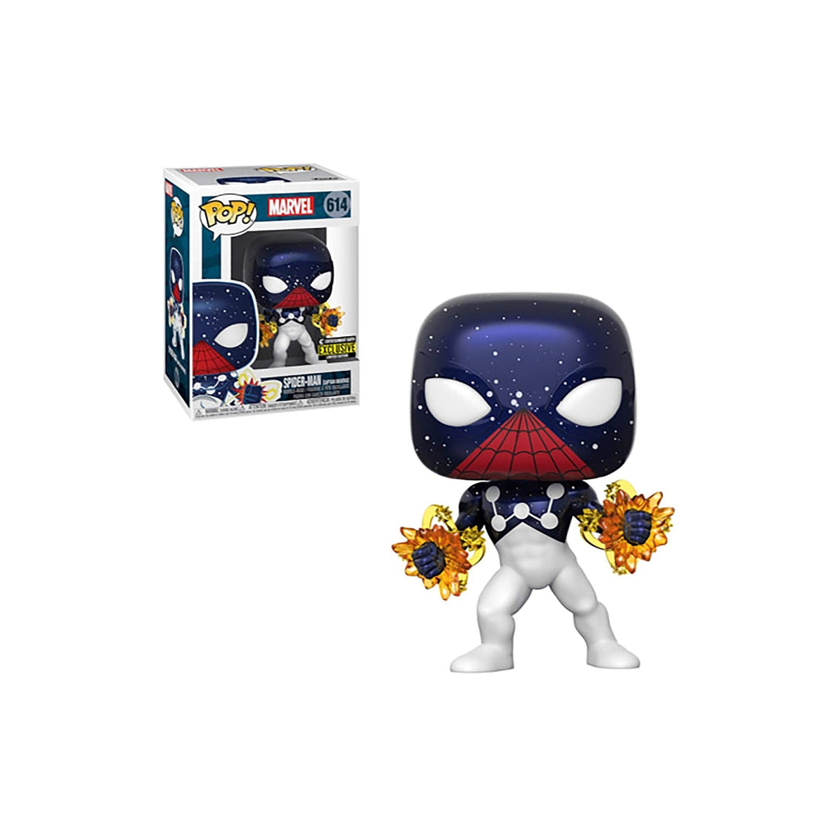 100% authentic Spider-Man Captain Universe Pop! Vinyl collectible figure with cosmic details and box.
