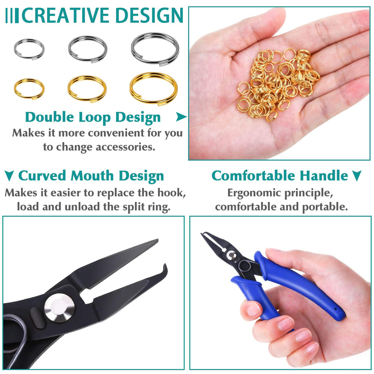 Caffox Split Rings for Jewelry Making in official packaging, showcasing high-quality finish and ergonomic design, available at Curat Cart.
