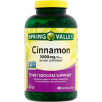 Spring Valley Cinnamon Supplement, a premium import supporting metabolism with 1000 mg per serving, available at Curat Cart.