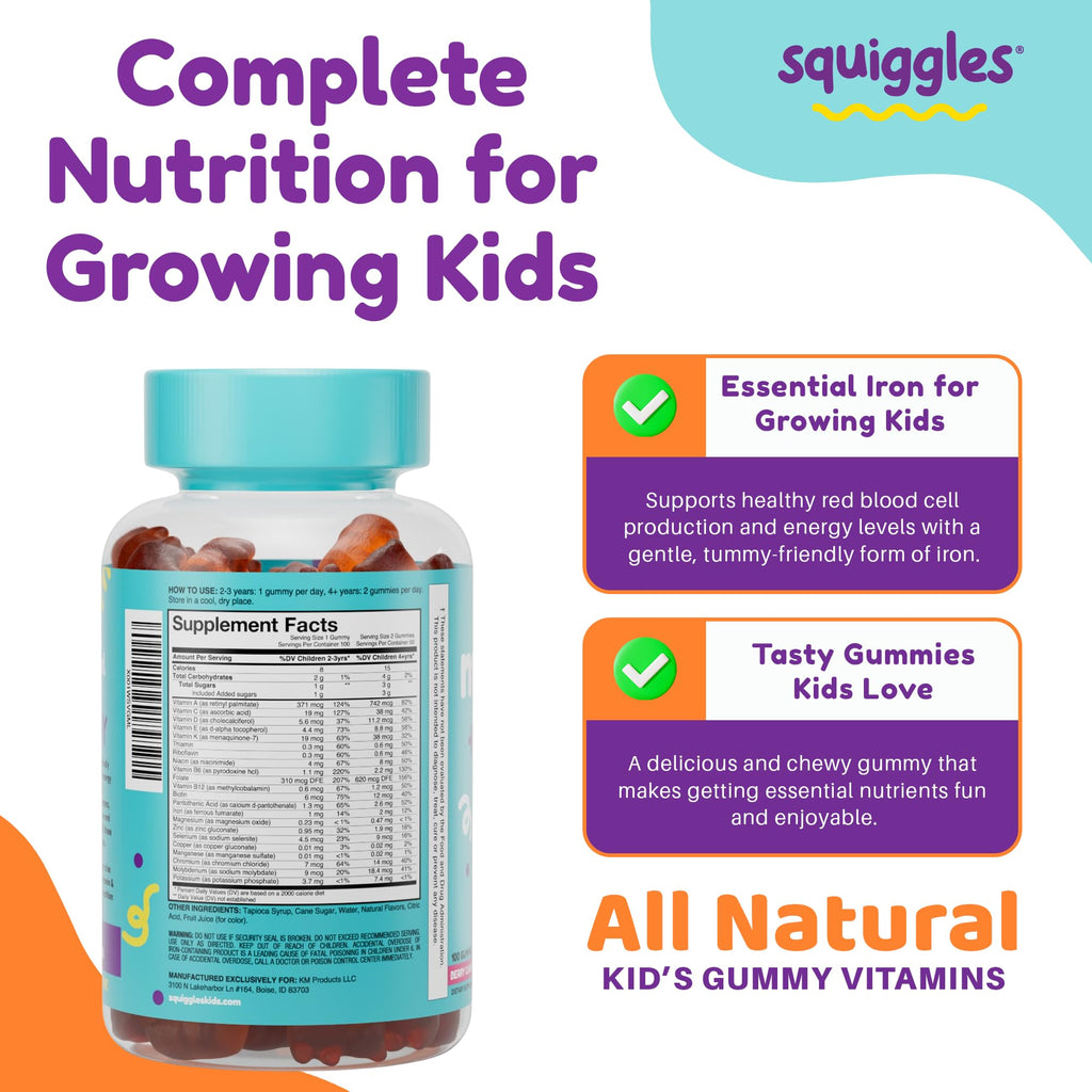 Squiggles Kids Multivitamin Gummies offer essential nutrients for growing kids. Available in India at Curat Cart, 100% Authentic.