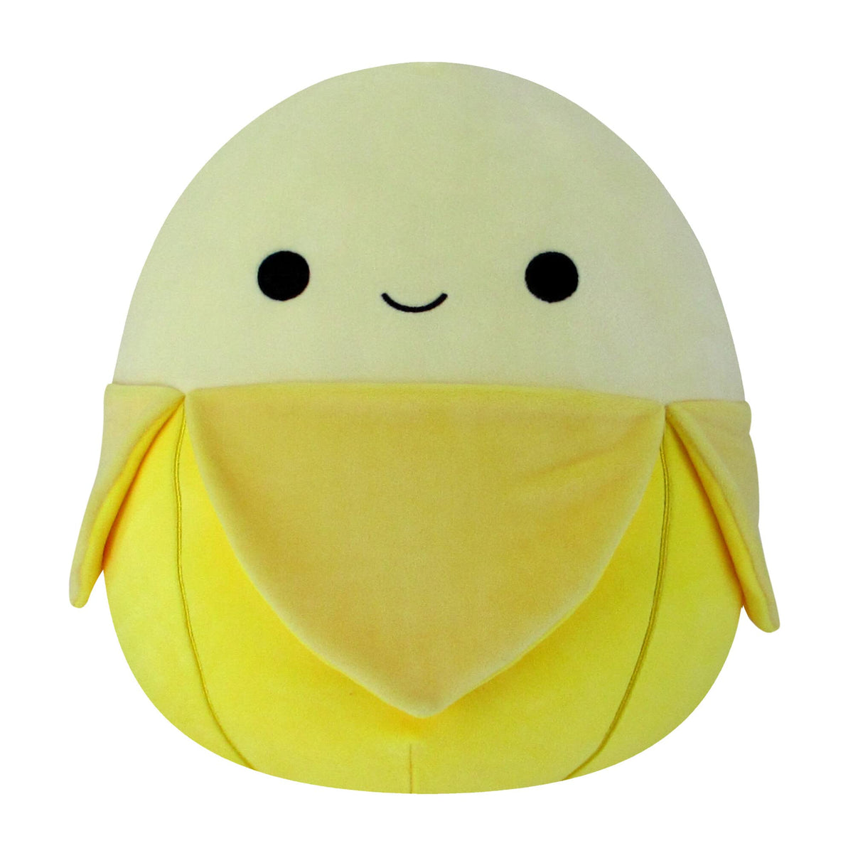 100% Genuine Squishmallows 14-Inch Junie Yellow Banana. Adorable plush with a happy face and soft fabric, perfect for cuddling.