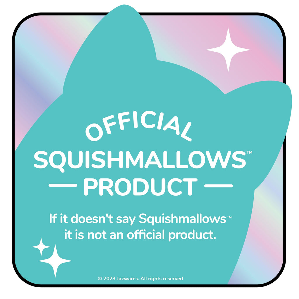 Official Squishmallows logo featuring a cat ear silhouette. Verified by CuratCart for authenticity.