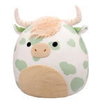 Original 20-inch Squishmallows Salami plush, featuring a cute cow design with green spots and fuzzy horns.