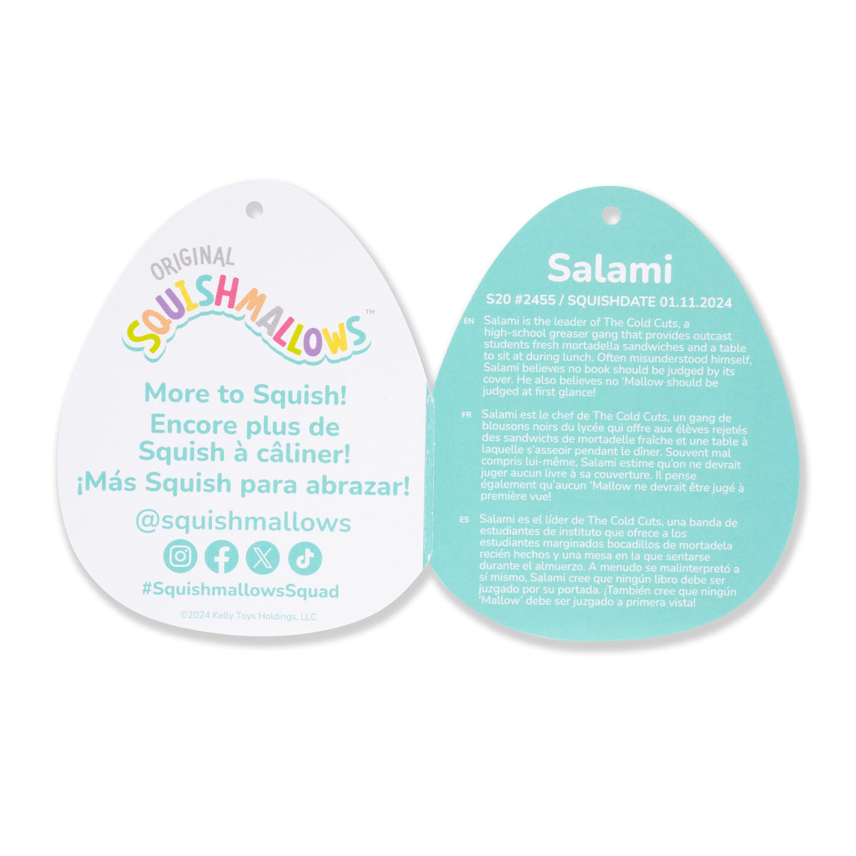 Authentic 20-Inch Squishmallows Salami plush offers soft, huggable comfort. Perfect for cuddle lovers of all ages. 100% Genuine!