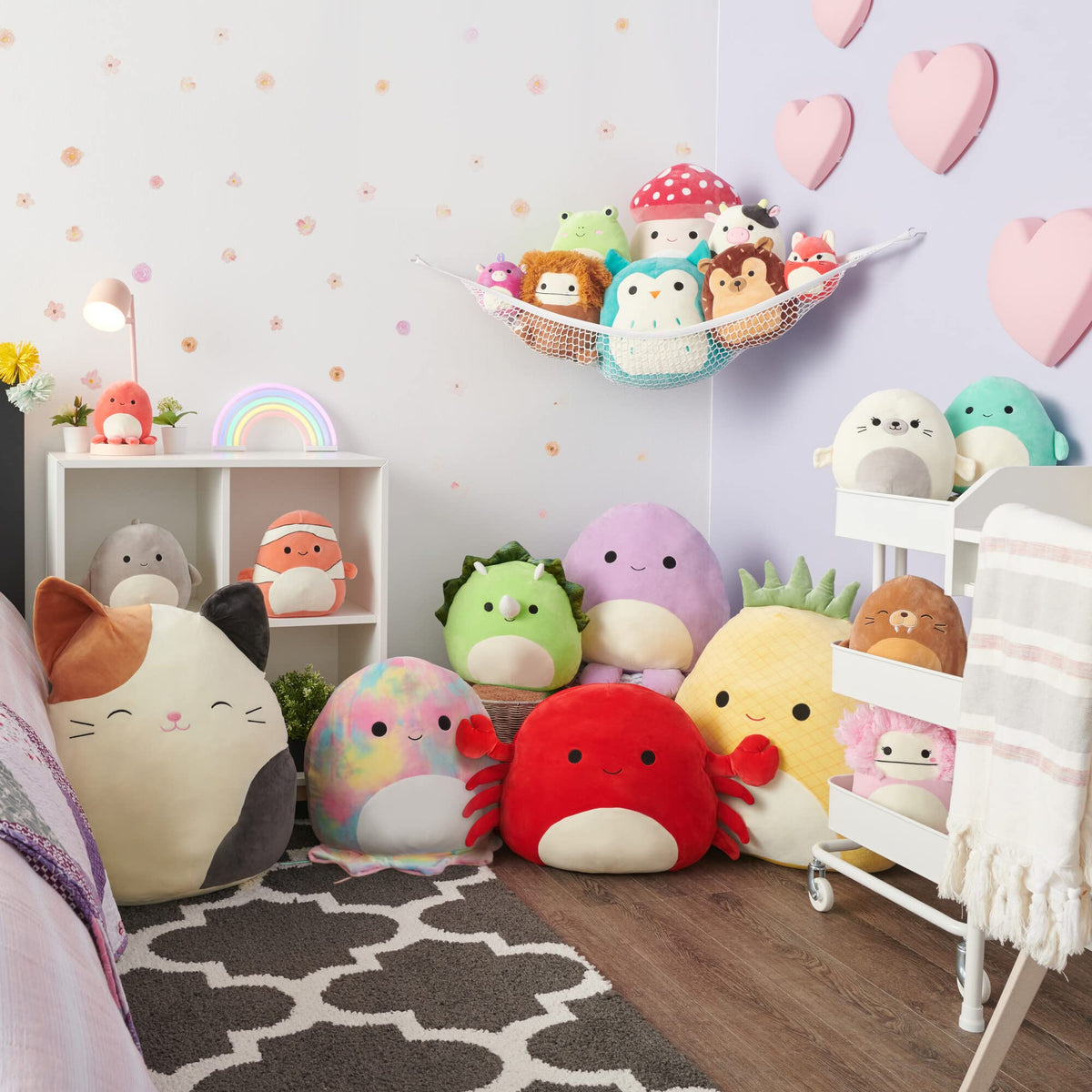 Delightful Squishmallows plush toys, featuring a variety of colors and characters, perfect for cuddling and decor.