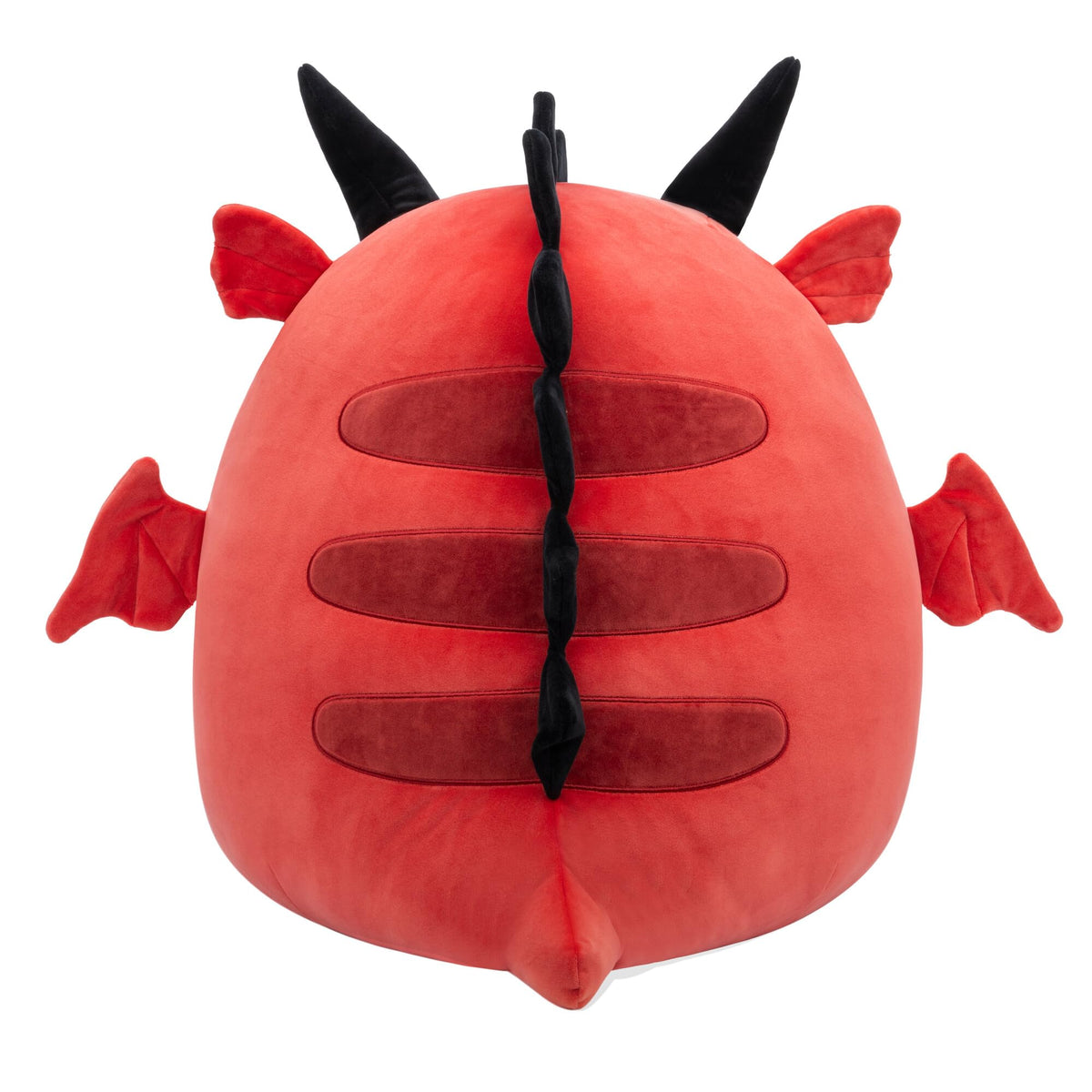Premium imported Squishmallows 20-inch Salami Re, a soft red plush dragon with black accents and adorable features.