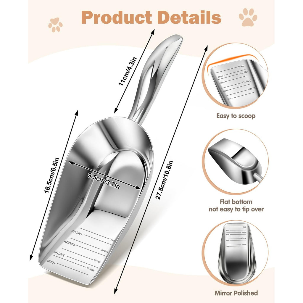Discover the stainless steel dog food scoop, specially curated by Curat Cart for easy and precise feeding. Elevate your pet care experience.