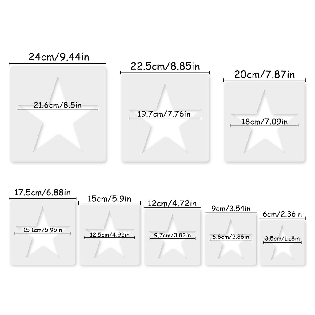 Premium star stencil templates in various sizes, perfect for creative projects. 100% Authentic, available at Curat Cart in India.
