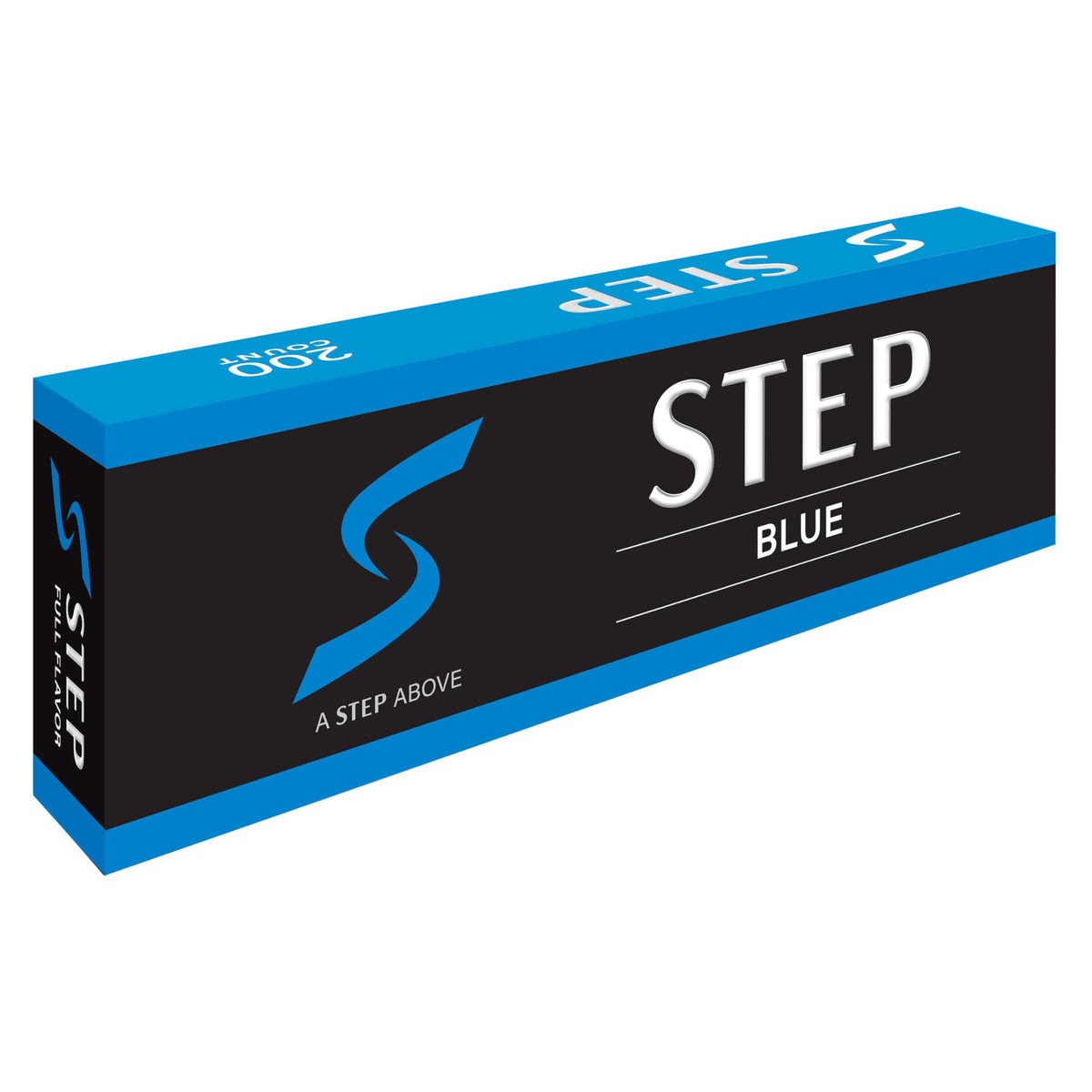 High-quality official packaging of STEP Blue Light Herbal Cigarettes, available at Curat Cart, offering a premium smoking experience.
