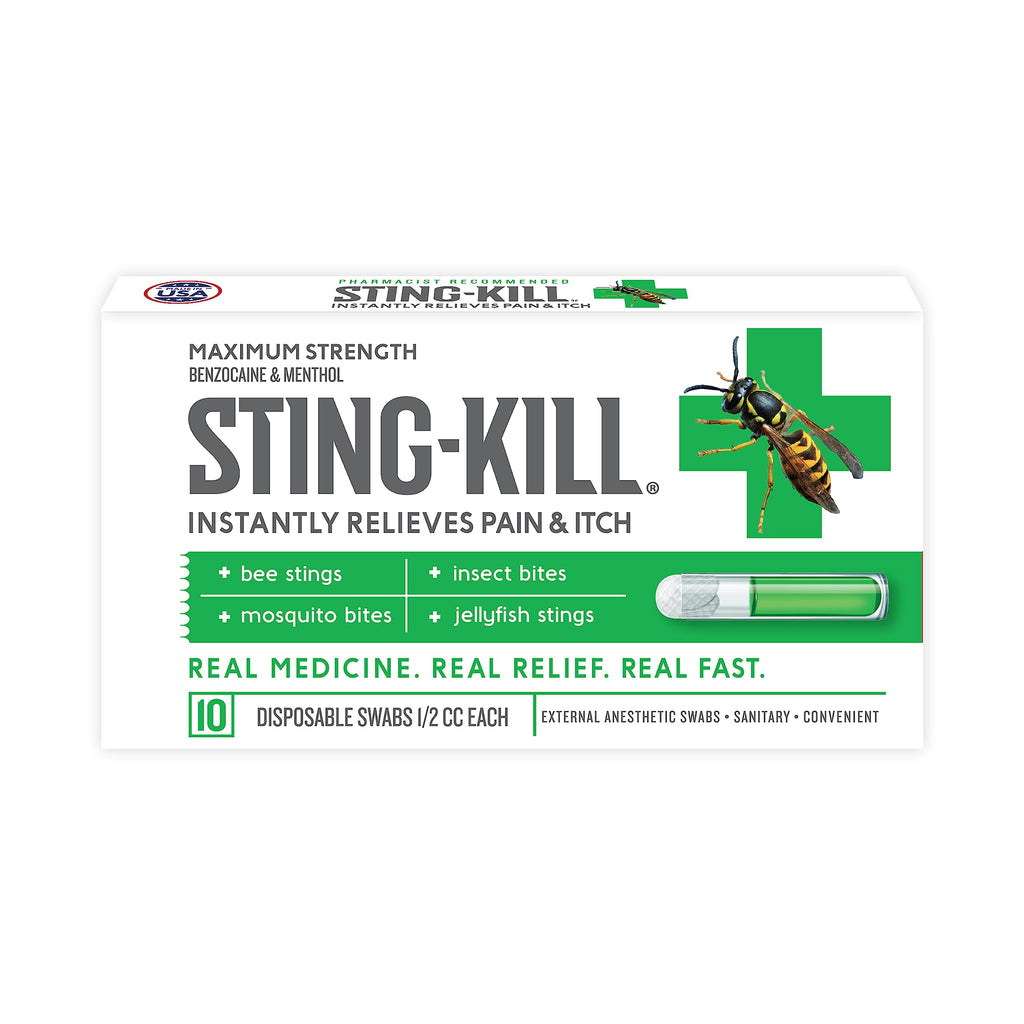 Sting-kill Anesthetic Swabs offer premium imported relief from bee, insect, and jellyfish stings. Available at Curat Cart.
