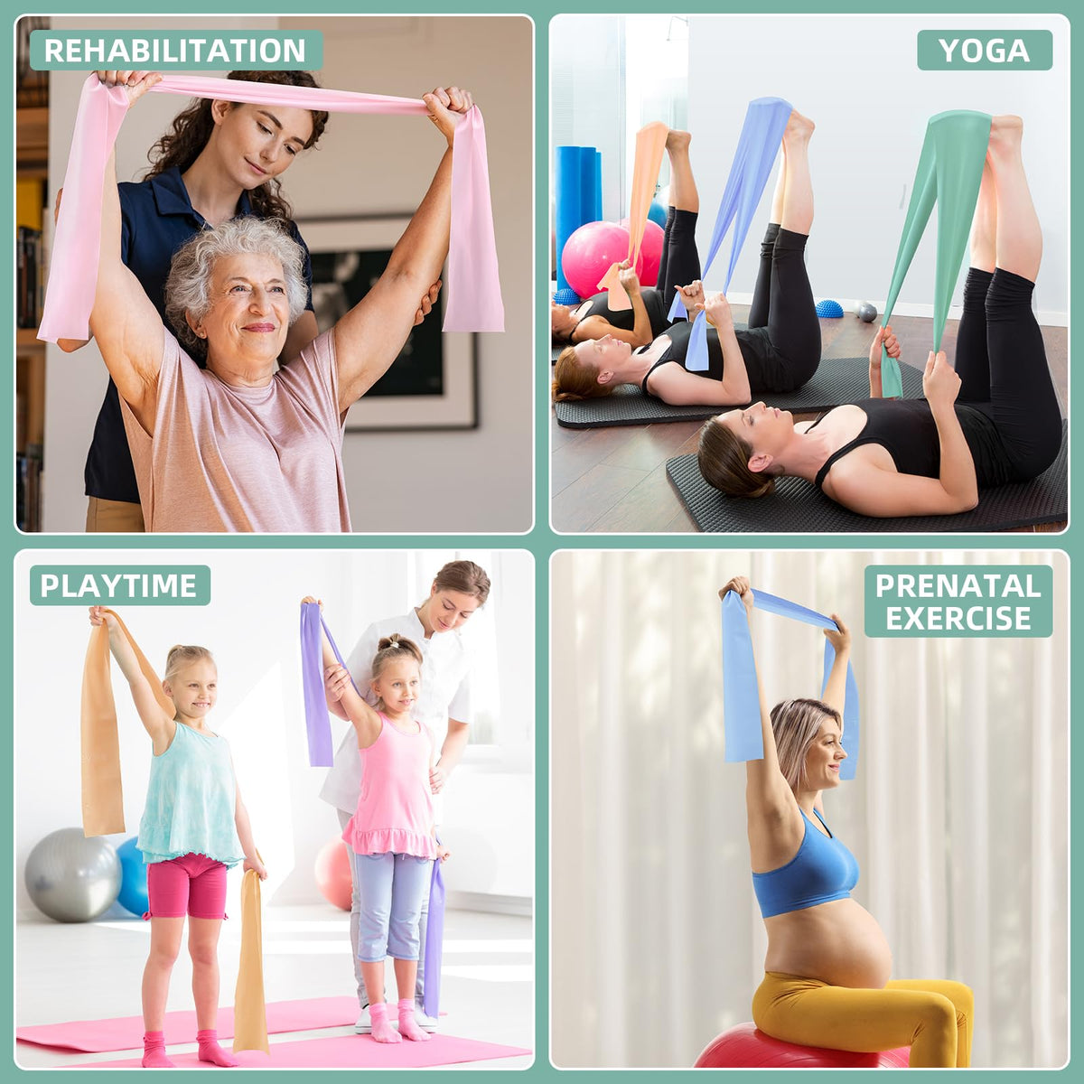 Versatile stretch bands for exercise, perfect for rehabilitation, yoga, and prenatal workouts. 100% Authentic, available at Curat Cart.