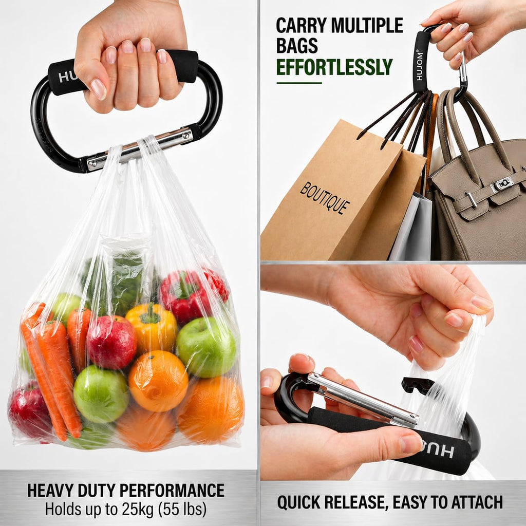 Elevate your carrying experience with premium imported heavy duty stroller hooks from Curat Cart, designed for effortless bag transport.