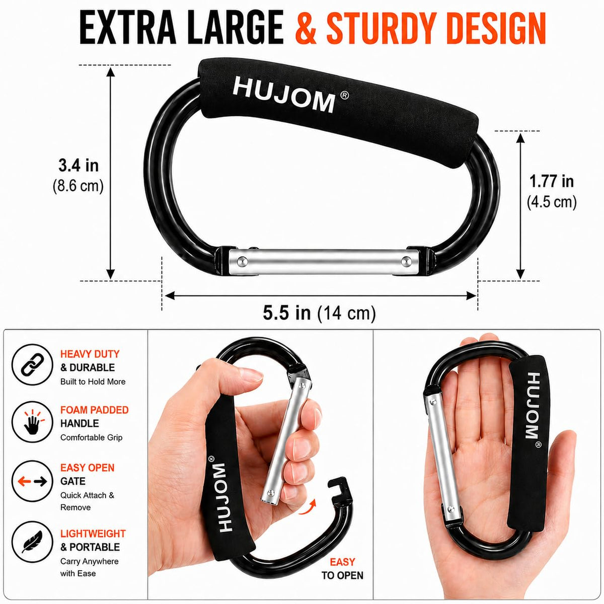 Heavy Duty Stroller Hooks designed for durability and comfort, 100% Authentic and available in India at Curat Cart.