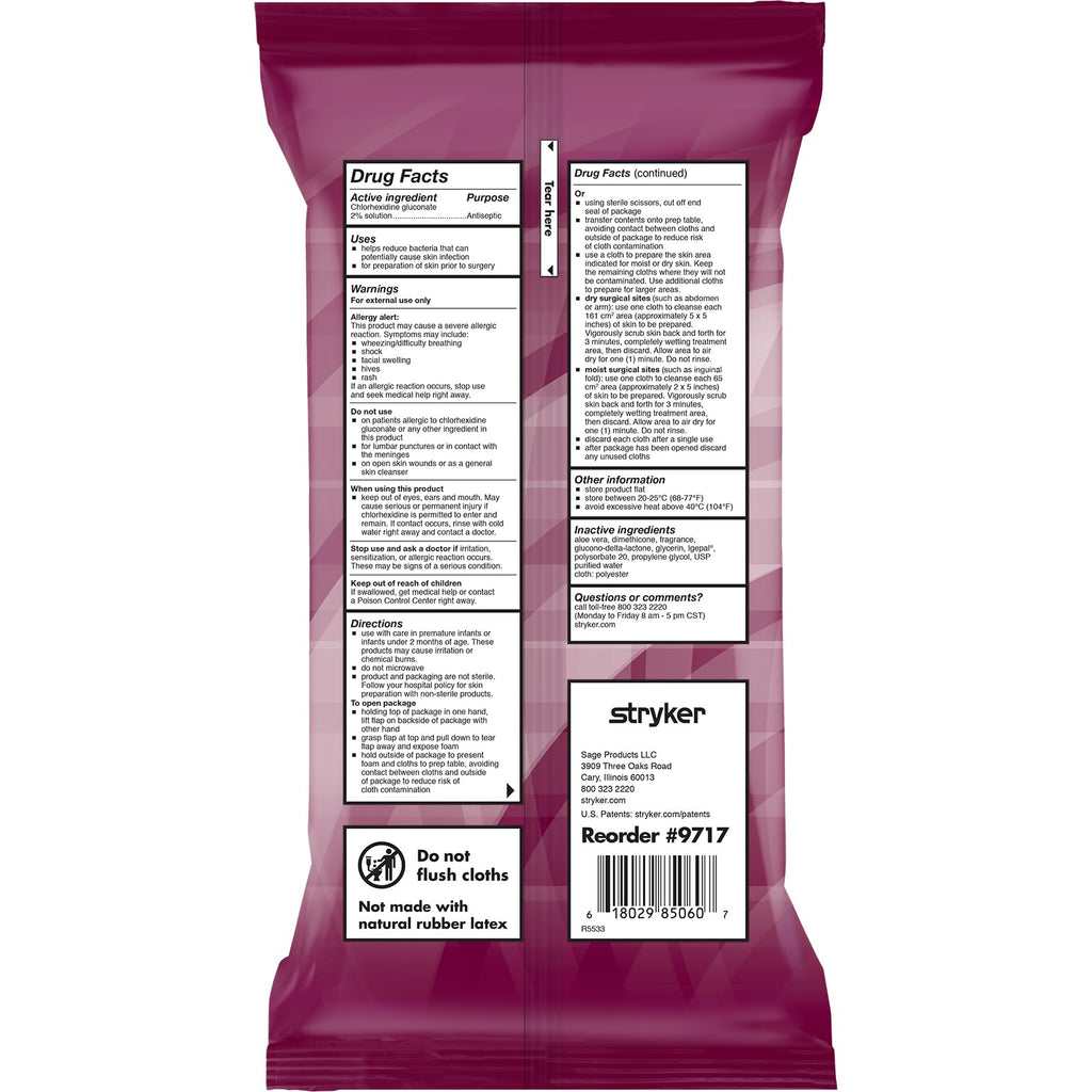 Stryker Sage Chlorhexidine Cloths offer effective antiseptic cleansing, perfect for daily use. Available at Curat Cart.