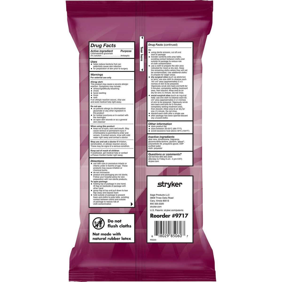 Stryker Sage Chlorhexidine Cloths offer effective antiseptic cleansing, perfect for daily use. Available at Curat Cart.