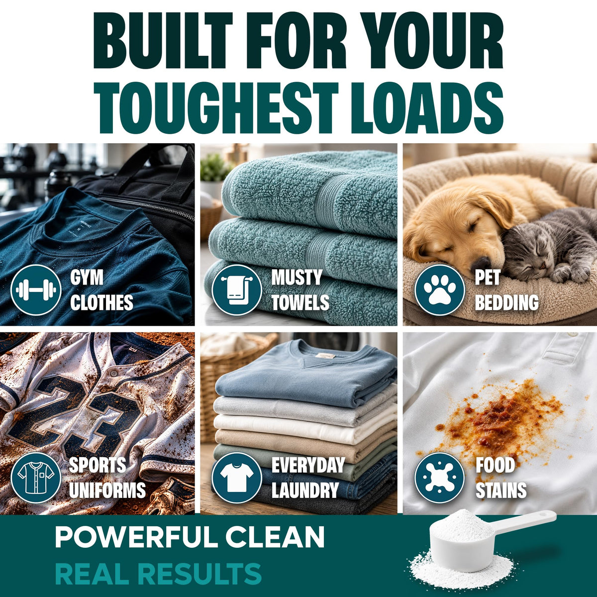 Sudstainables Enzyme Laundry Booster tackles tough stains in gym clothes, musty towels, and pet bedding. Specially curated by Curat Cart.