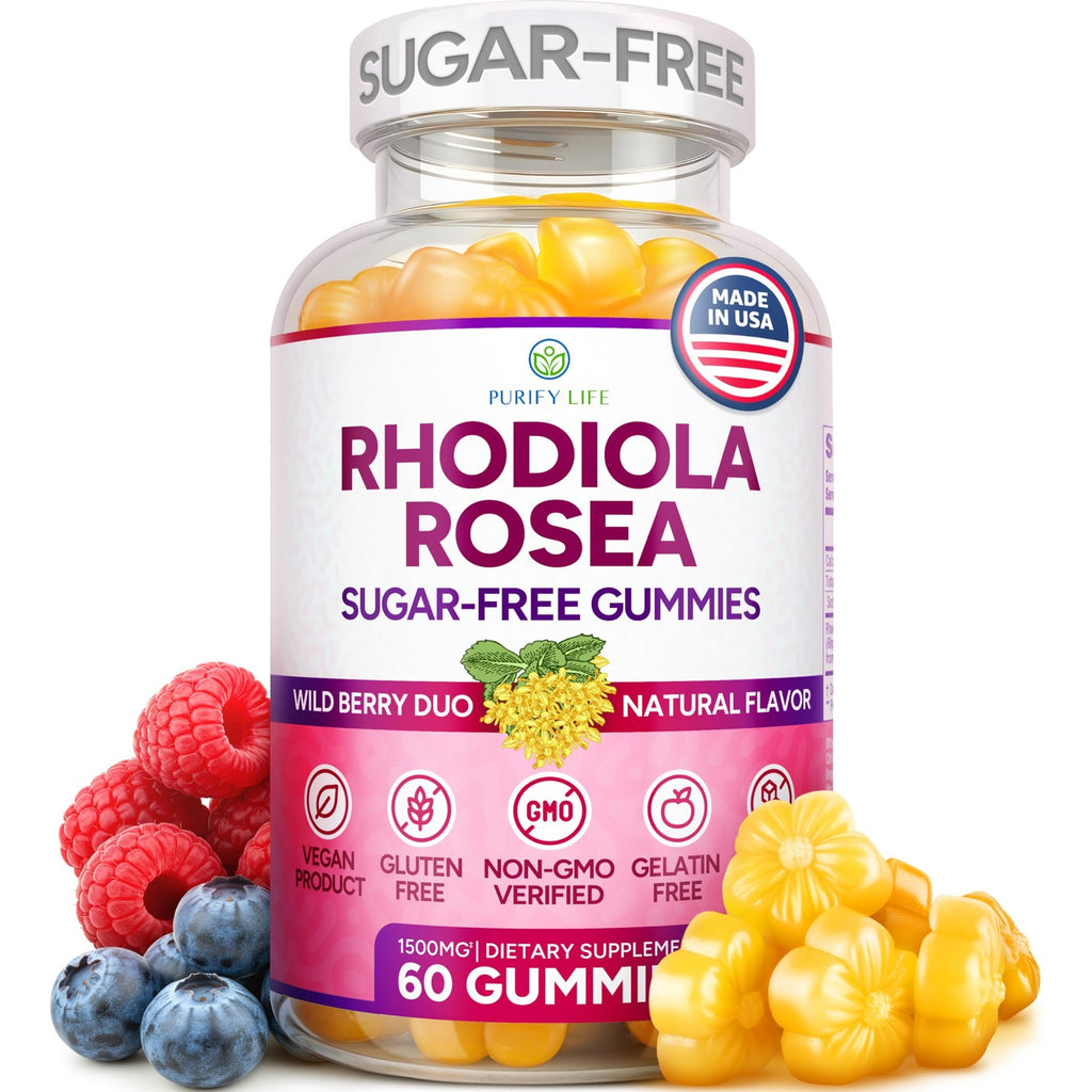 Discover premium imported Rhodiola Rosea Gummies, sugar-free and vegan, available at Curat Cart for a healthy boost.