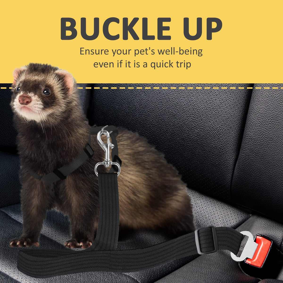 SunGrow Dog Seat Belt for Car ensures pet safety with high-quality material and official packaging. Available at Curat Cart.